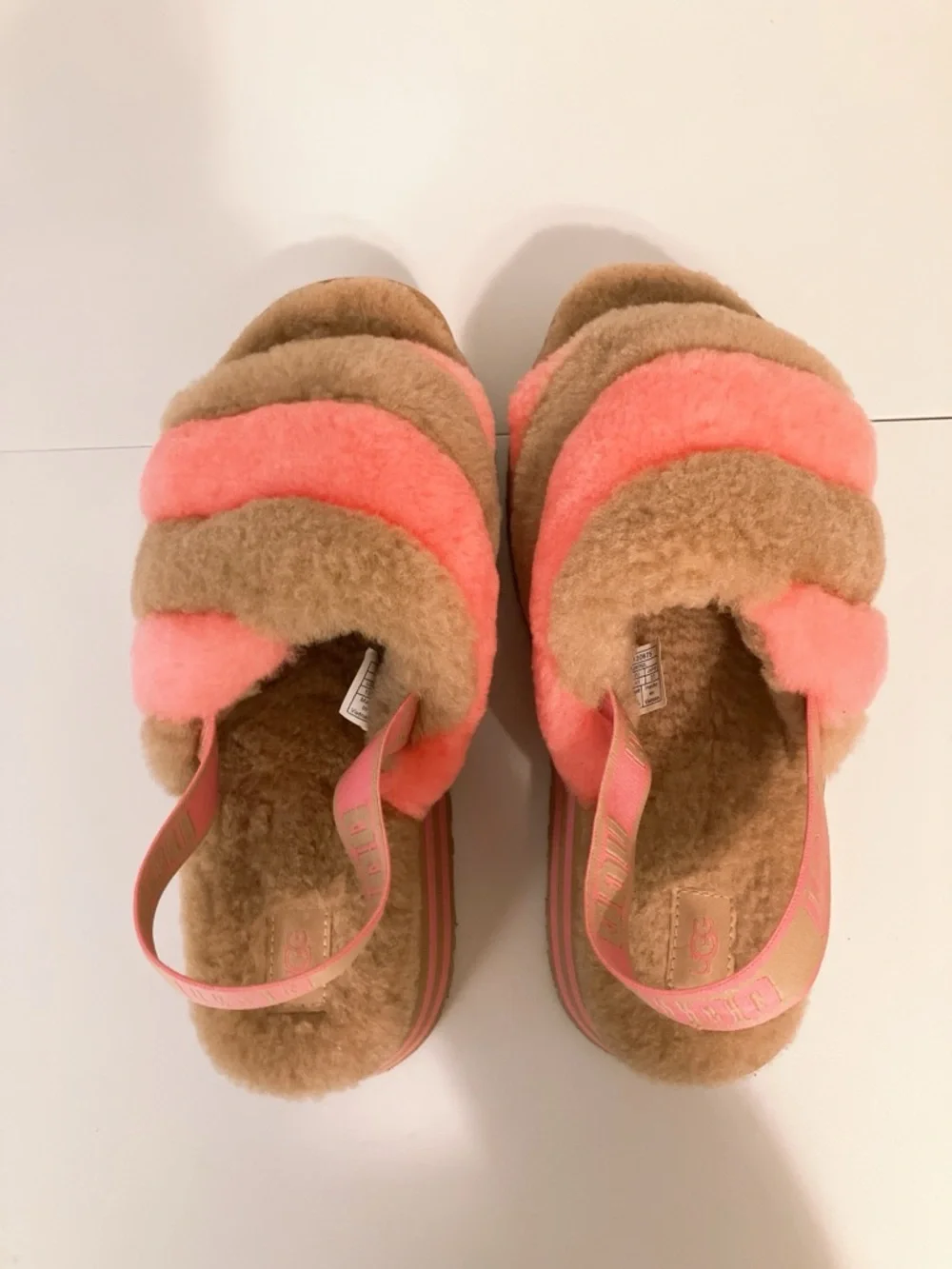 NEW! UGG Disco Striped Platform Slides Slippers Chestnut Pink Rose Size 9/10 - Picture 7 of 14